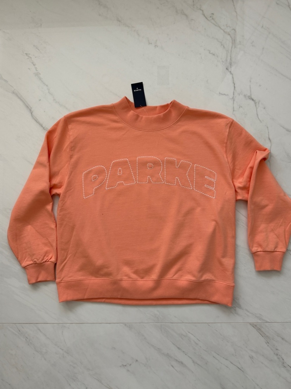 New With Tags Parke x Target Mockneck Pullover Sweatshirt Size L/XL Peach Orange